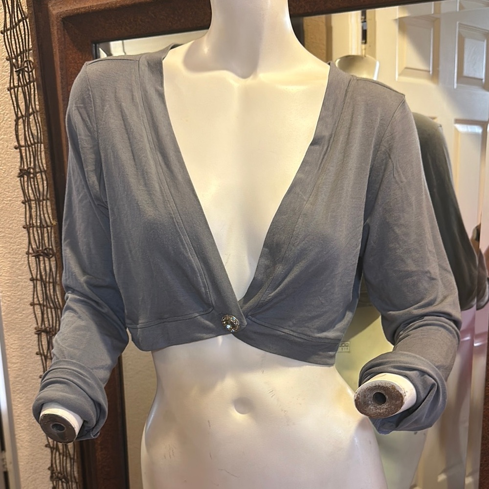 Marisa Christina Charcoal Cardigan with Jewel Button